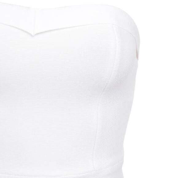 House of CB Fabrizia Bandage Strapless Fluted-Hem Dress in Black - Picture 8 of 10